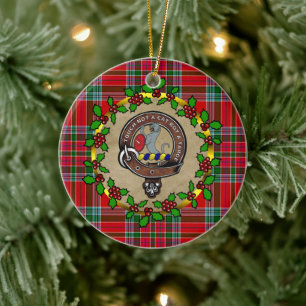 Décoration En Céramique MacBain Clan Badge & Tartan Noël personnalisé