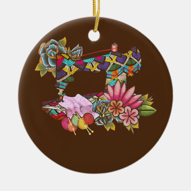 Décoration En Céramique Machine à coudre à bouchon (Devant)