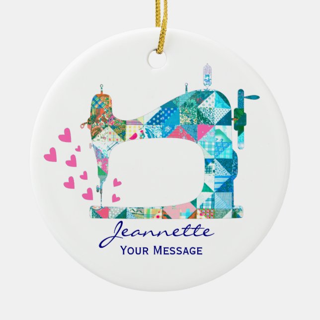 Décoration En Céramique Machine à coudre à courtepointe Patchwork (Devant)