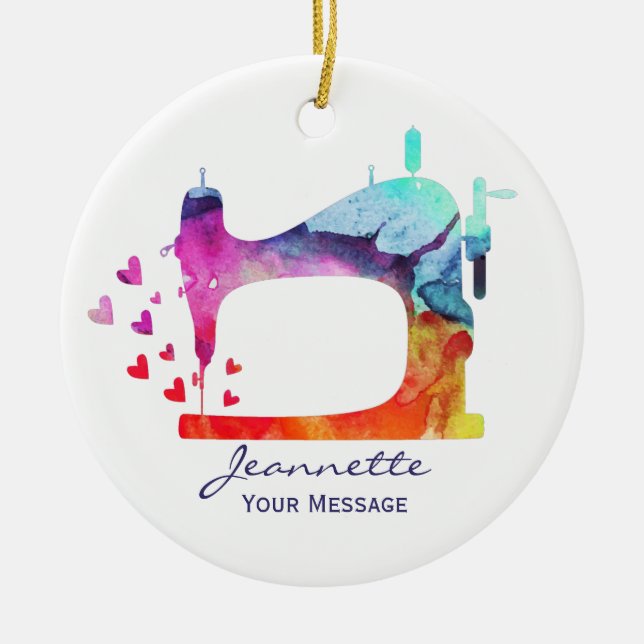 Décoration En Céramique Machine à coudre aquarelle (Devant)