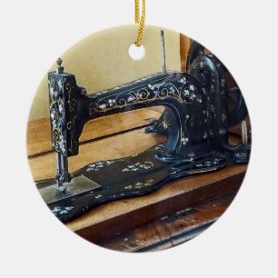 Décoration En Céramique Machine À Coudre vintage Avec Motif Floral