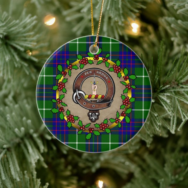 Décoration En Céramique MacIntyre Clan Badge & Tartan Personalized Xmas  (Arbre)
