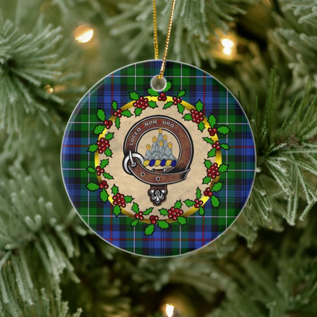 Décoration En Céramique MacKenzie Badge & Tartan Noël personnalisé (Arbre)