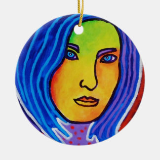 Décoration En Céramique Madame bleue de cheveux