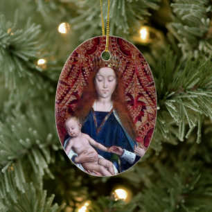 Décoration En Céramique Madone à l'Enfant trônant (détail; M 070)