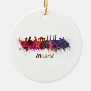 Décoration En Céramique Madrid skyline in watercolor