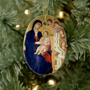 Décoration En Céramique Maestà, détail de Madonna et Enfant sur le trône