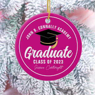 Décoration En Céramique Magenta Pink Graduate Custom Graduate Noël