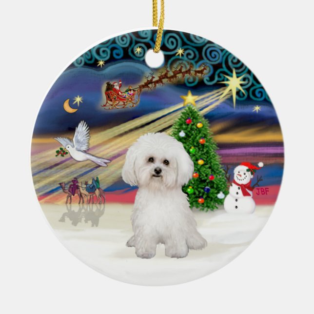 Décoration En Céramique Magie de Noël - Bichon Frise 2 (Devant)