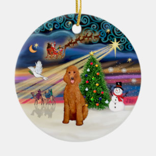 Décoration En Céramique Magie de Noël - Caniche (Abricot standard)