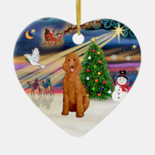Décoration En Céramique Magie de Noël - Caniche (Abricot standard)