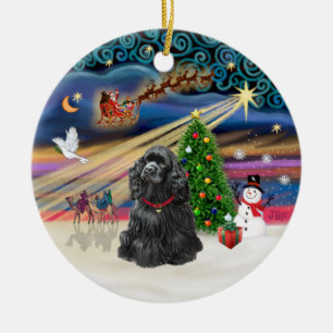 Décoration En Céramique Magie de Noël - Cocker Spaniel noir