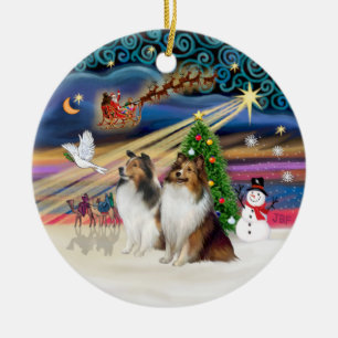 Décoration En Céramique Magie de Noël - Étagères (DEUX blanc-sable)
