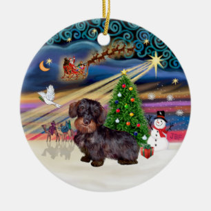Décoration En Céramique Magie de Noël - Fil Haired Dachshund