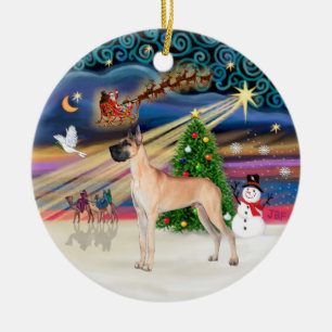 Décoration En Céramique Magie de Noël - Grand Danois fauve (sur pied)