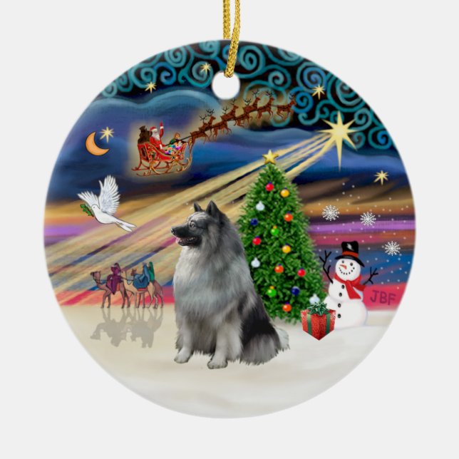 Décoration En Céramique Magie de Noël - Keeshond (Devant)