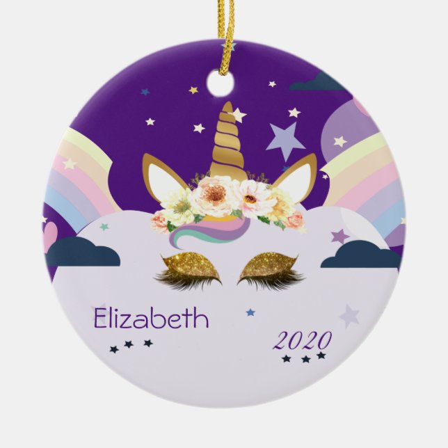 Décoration En Céramique Magique Rainbow Gold Parties scintillant Unicorn E (Devant)