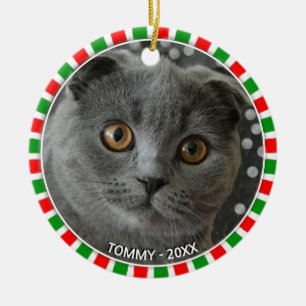 Décoration En Céramique Magnifique photo de chat gris personnalisée et cad