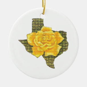 Décoration En Céramique Magnifique Rose Jaune Du Texas Motif Fleur