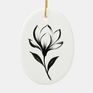 Décoration En Céramique Magnolia de style encre – Conception florale éléga
