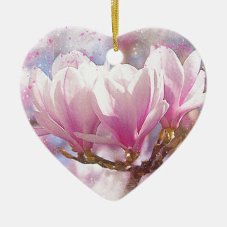 Décoration En Céramique Magnolia rose-pourpre en floraison - Fleur de prin