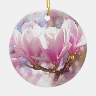 Décoration En Céramique Magnolia rose-pourpre en floraison - Fleur de prin