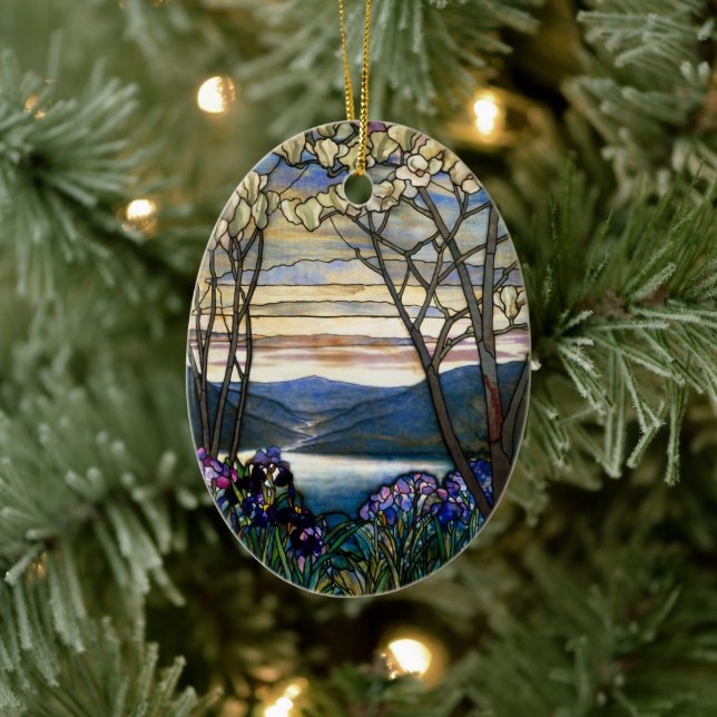 Décoration En Céramique Magnolias et Irises Vitre (Arbre)