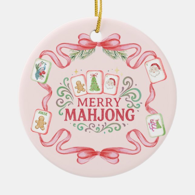 Décoration En Céramique Mahjong joyeux | Noël (Devant)