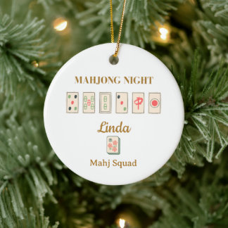 Décoration En Céramique Mahjong personnalisé pour Noël - Nom du groupe
