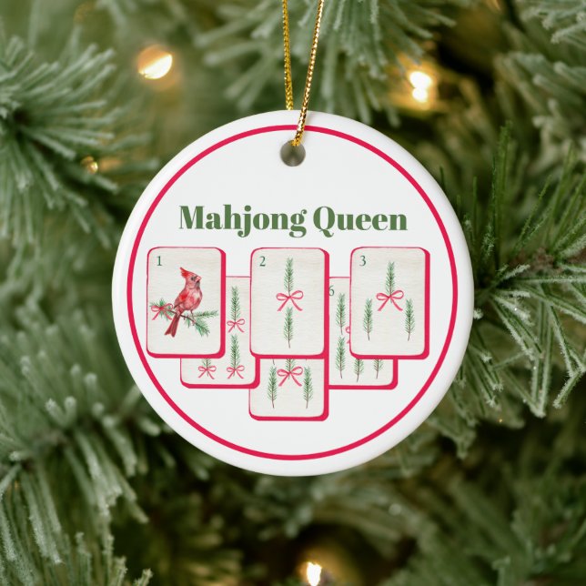 Décoration En Céramique Mahjong Queen Mahjong Christmas Bam Tiles (Arbre)