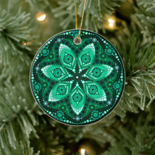 Décoration En Céramique Mai Birthstone Emerald Mandala Orament