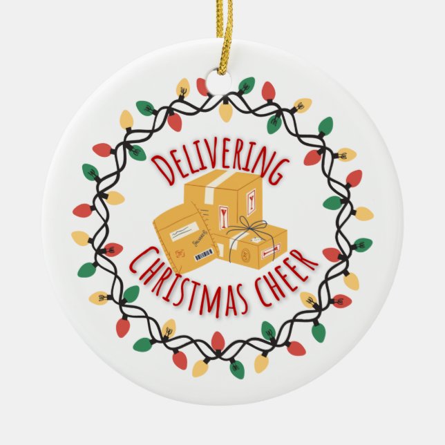 Décoration En Céramique Mail Carrier Mailman UPS FedEx Noël (Devant)