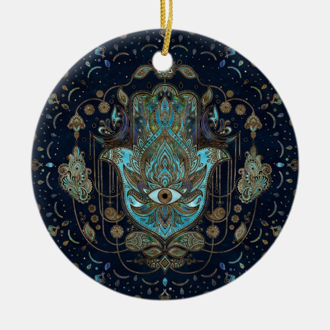 Décoration En Céramique Main de Hamsa - Main de Fatima Blue Gemstones (Devant)