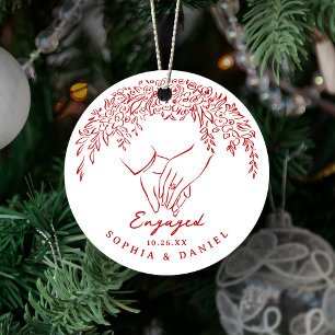 Décoration En Céramique Mains Fantaisistes Rouges Notre Premier Noël Engag