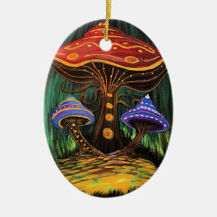 Décoration En Céramique Maison Champignon Colorée et Fantaisiste Magie Cot