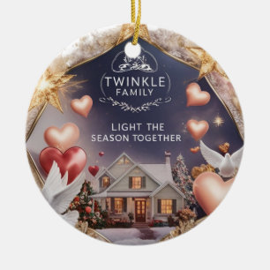 Décoration En Céramique Maison Cosy Twinkle Famille Éclaire la Saison Ense