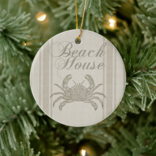 Décoration En Céramique Maison de plage crabe rivage côtier vintage