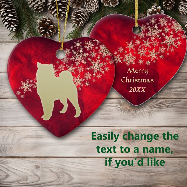 Décoration En Céramique Malamut de flocon rouge or (Créateur téléchargé)