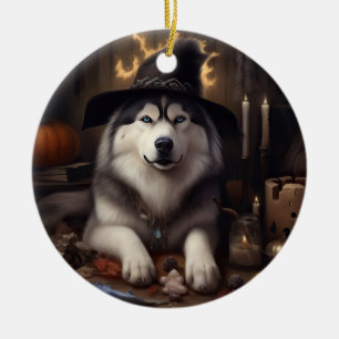 Décoration En Céramique Malamute d'Alaska Citrouilles Halloween Épouvantab