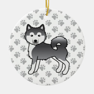 Décoration En Céramique Malamute Esquimau Bleu Chien de Dessin Animé Migno