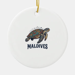 Décoration En Céramique Maldives Vintage Tortue de Mer Chemise de Voyage D