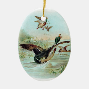 Décoration En Céramique Mallard faisant un atterrissage de l'eau