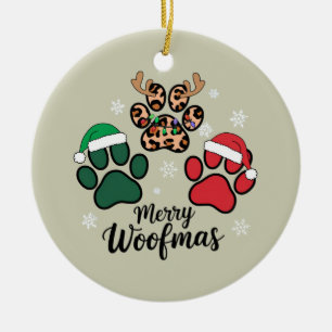 Décoration En Céramique Maman Chien Noël Joyeux Woofmas Amoureux des Chien