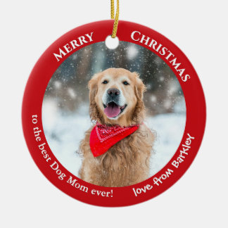 Décoration En Céramique Maman Chien Photo de Compagnie Cadeau Rouge Noël
