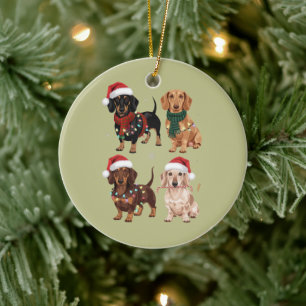 Décoration En Céramique Maman de chien de Noël teckel Amateur Cadeau de No