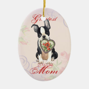 Décoration En Céramique Maman de coeur de Boston Terrier