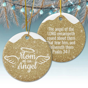 Décoration En Céramique Maman d'un Ange Noël chrétien doré 👼🏻 🎄