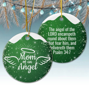 Décoration En Céramique Maman d'un Ange Vert Noël Chrétien 👼🏻 🎄
