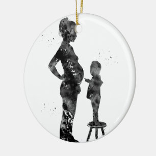 Décoration En Céramique Maman enceinte avec son fils