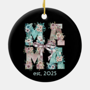 Décoration En Céramique Maman Est. Typographie florale Boho 2025